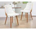 ALFORDSON 2x Dining Chairs Kitchen Lounge Padded Tufted Glossy PU Leather White