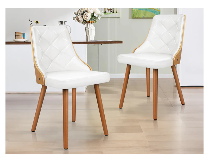 ALFORDSON 2x Dining Chairs Kitchen Lounge Padded Tufted Glossy PU Leather White