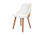 ALFORDSON 2x Dining Chairs Kitchen Lounge Padded Tufted Glossy PU Leather White