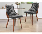 ALFORDSON 2x Dining Chairs Kitchen Lounge Padded Tufted Glossy PU Leather Grey