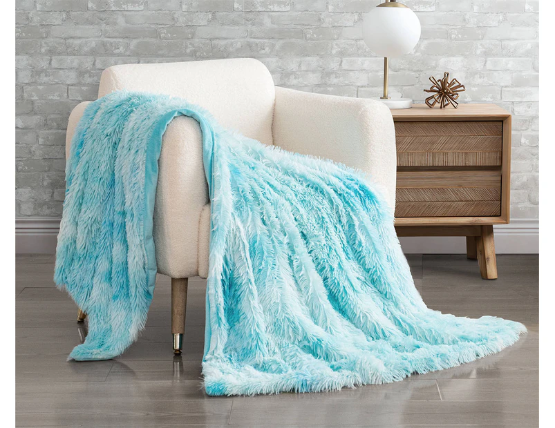 Gioia Casa Tie Dye Shaggy Microfibre Throw Blanket - Blue