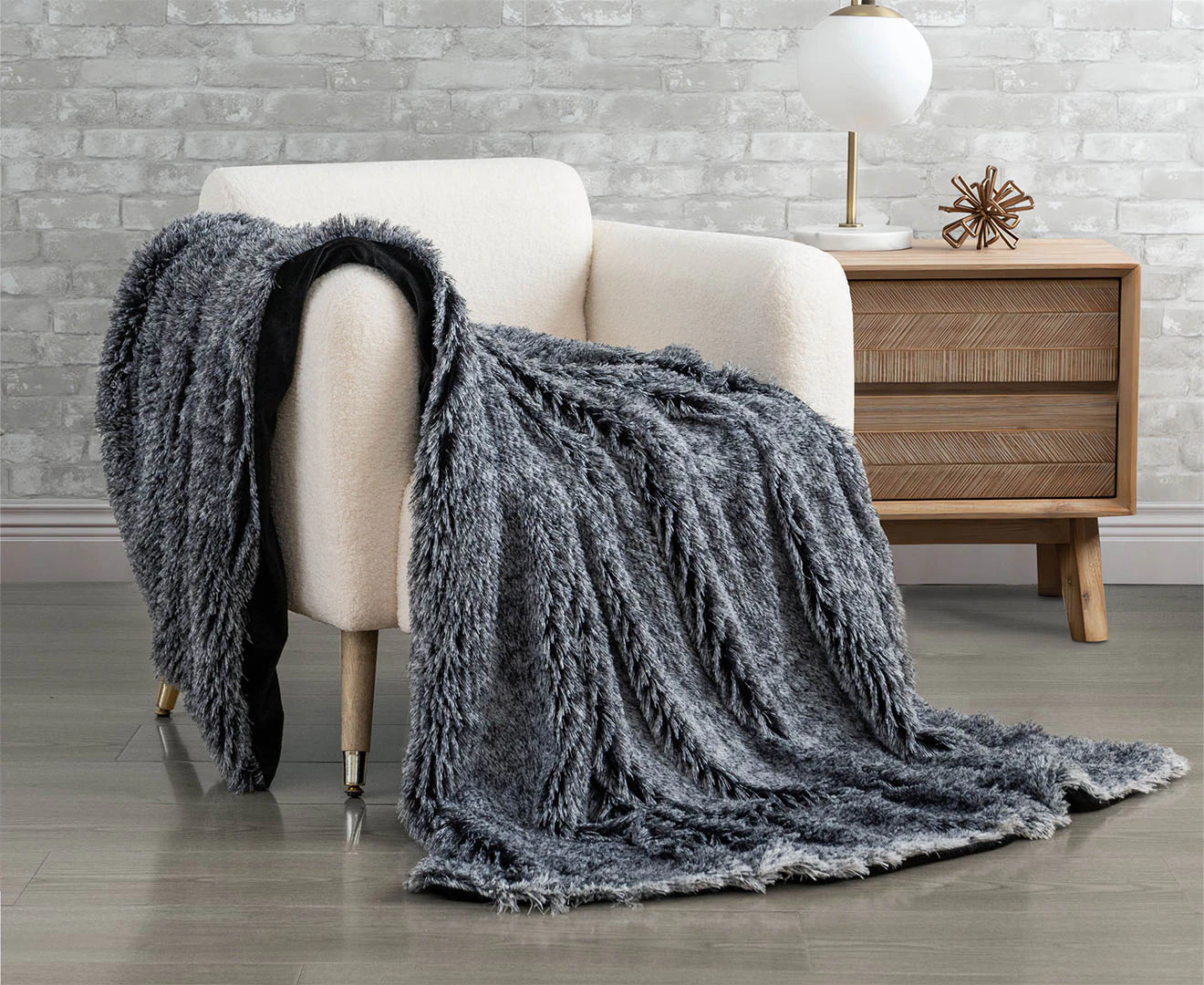 Gioia Casa Tie Dye Shaggy Microfibre Throw Blanket - Charcoal