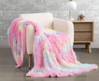 Gioia Casa Tie Dye Shaggy Microfibre Throw Blanket - Rainbow