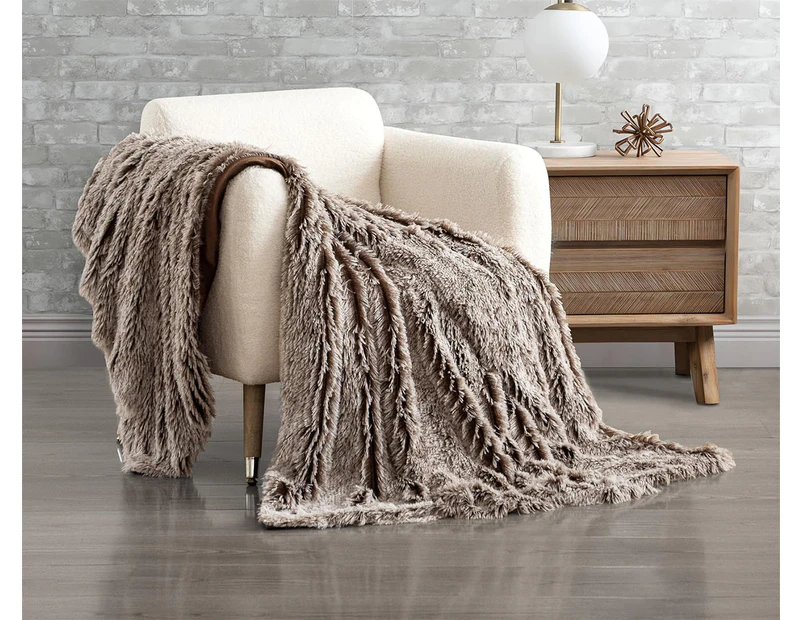 Gioia Casa Tie Dye Shaggy Microfibre Throw Blanket - Chestnut