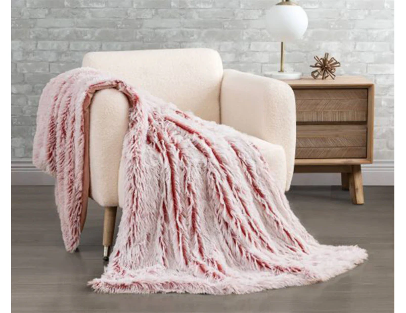 Gioia Casa Tie Dye Shaggy Microfibre Throw Blanket - Rose