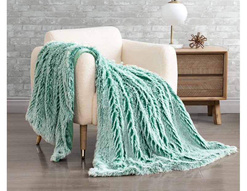 Gioia Casa Tie Dye Shaggy Microfibre Throw Blanket - Emerald