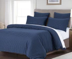 CleverPolly Premium Waffle Microfibre Quilt Cover Set - Indigo