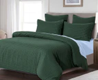 CleverPolly Premium Waffle Microfibre Quilt Cover Set - Green