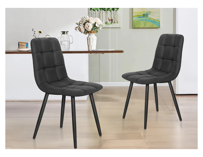 ALFORDSON 4x Dining Chair Kitchen Lounge Cafe Elegant Retro Seat Suede Dark Grey