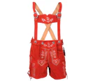 Women Lederhosen Bavarian Outfit Leather Short Red Oktoberfest Bavarian Ladies Outfit