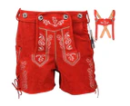 Women Lederhosen Bavarian Outfit Leather Short Red Oktoberfest Bavarian Ladies Outfit