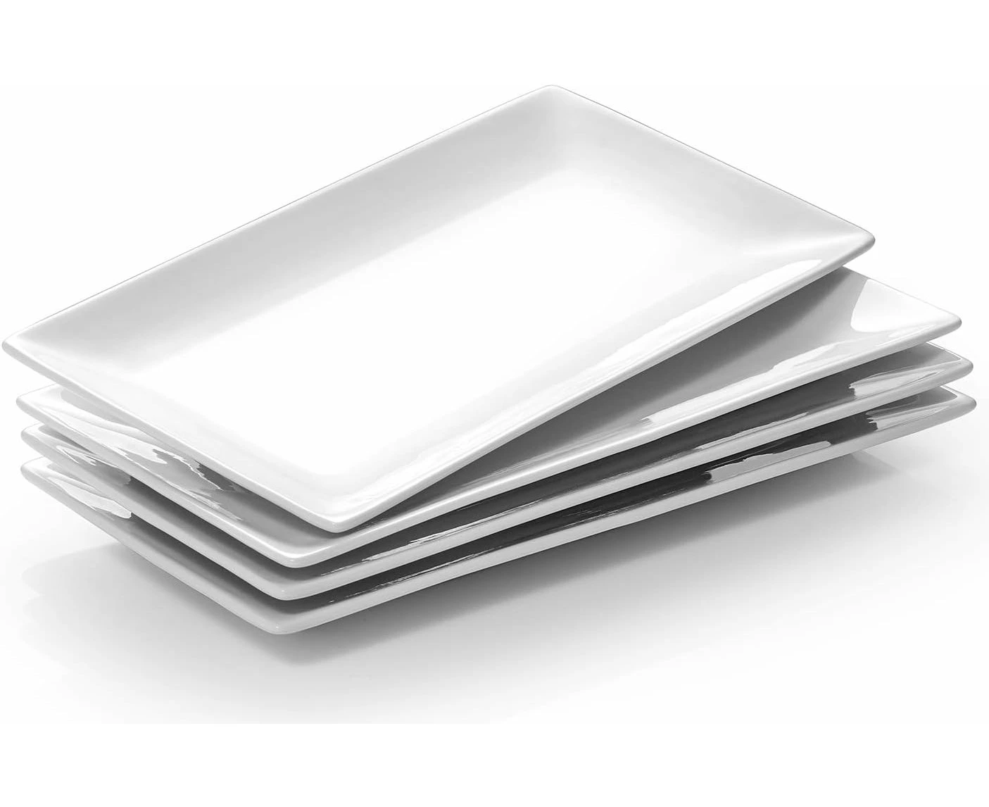 DOWAN 30 cm Rectangle White Serving Platters, Set of 4