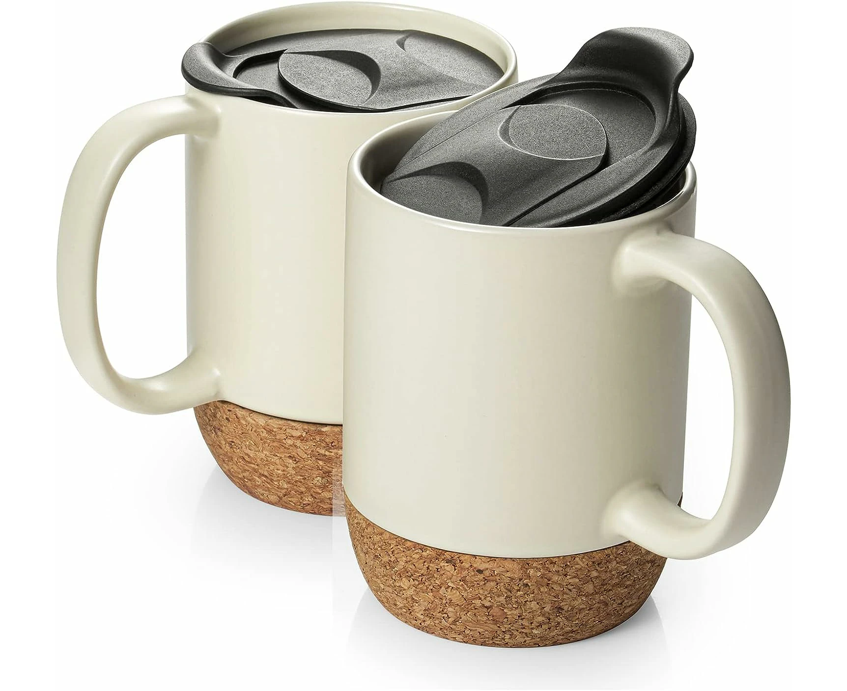 DOWAN 440ml Coffee Mugs, Set of 2, Beige