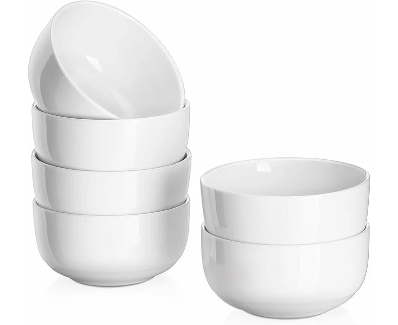 DOWAN 300ml Dessert Bowls - Ceramic Ice Cream Bowls Set of 6 - 11x11x5cm