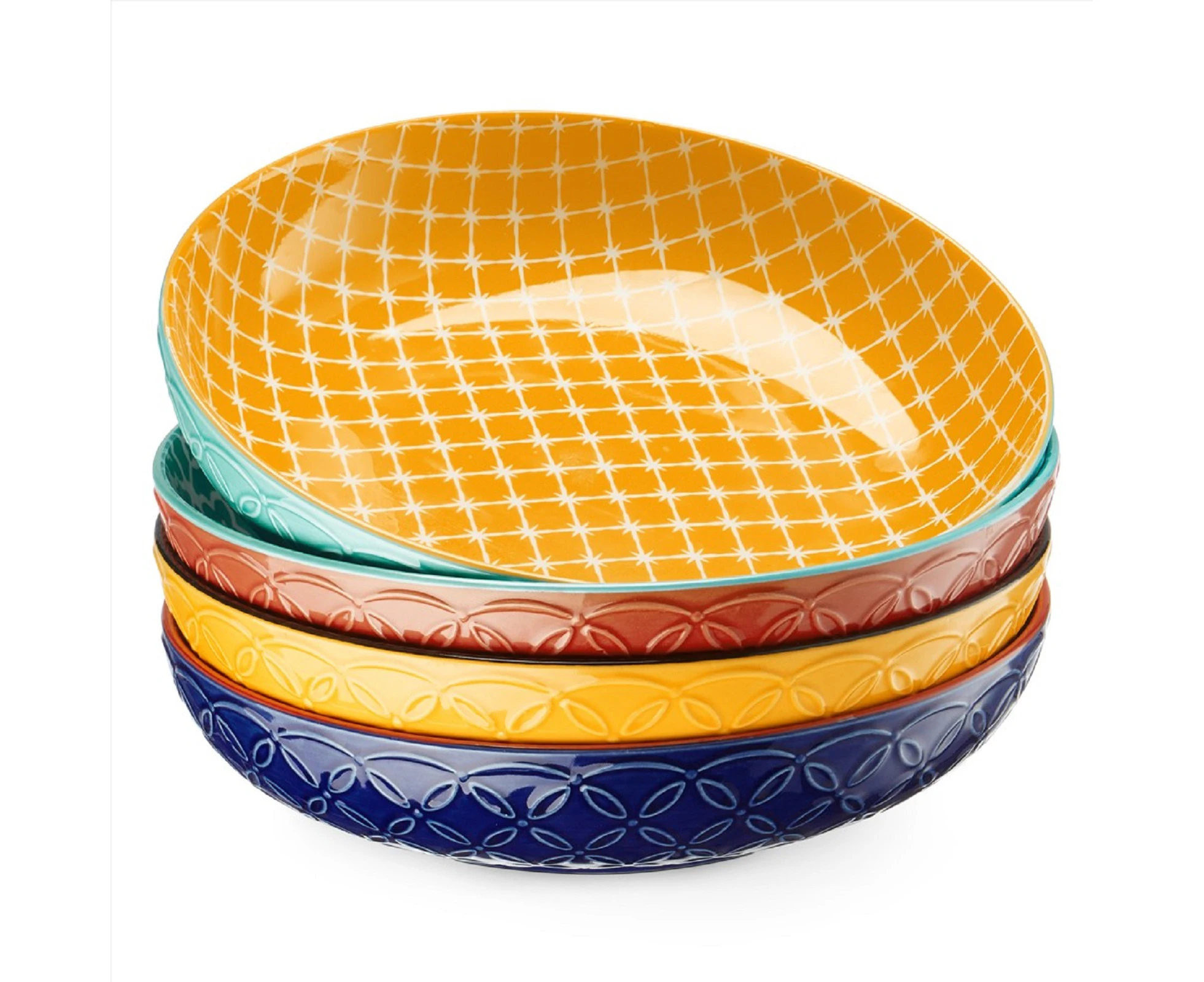 DOWAN Vibrant Pasta Bowls, Large Salad Bowls - 22x22x5cm