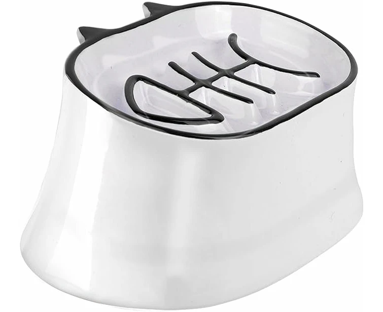 Y YHY Slow Feeder Cat Bowl 18 cm Ceramic Elevated Cat Food Bowl, White