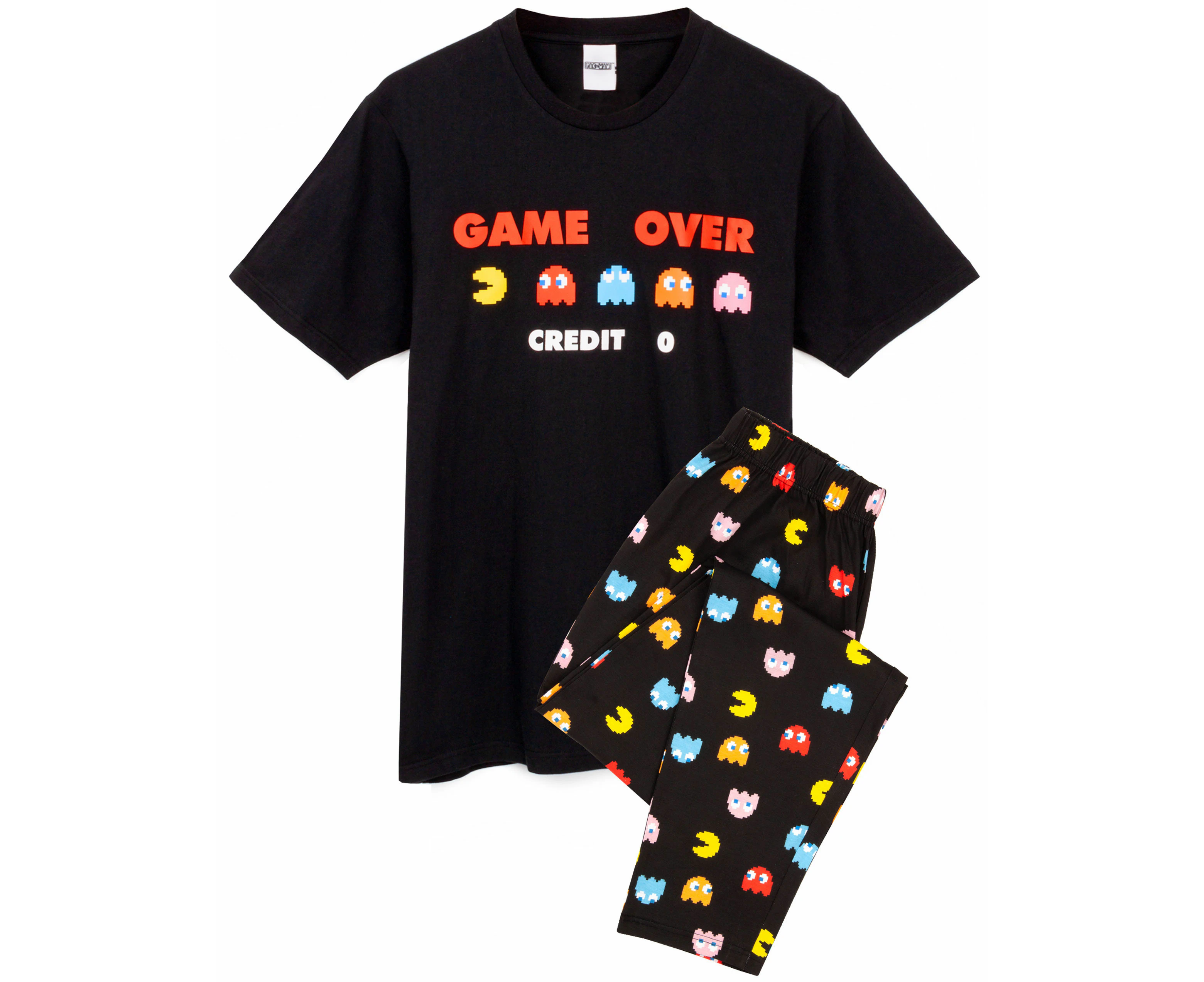 Pacman Mens Short Sleeve Long Leg Pyjama Set (Black)