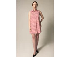 Italian Cotton Red Stripe Sleeveless Dress