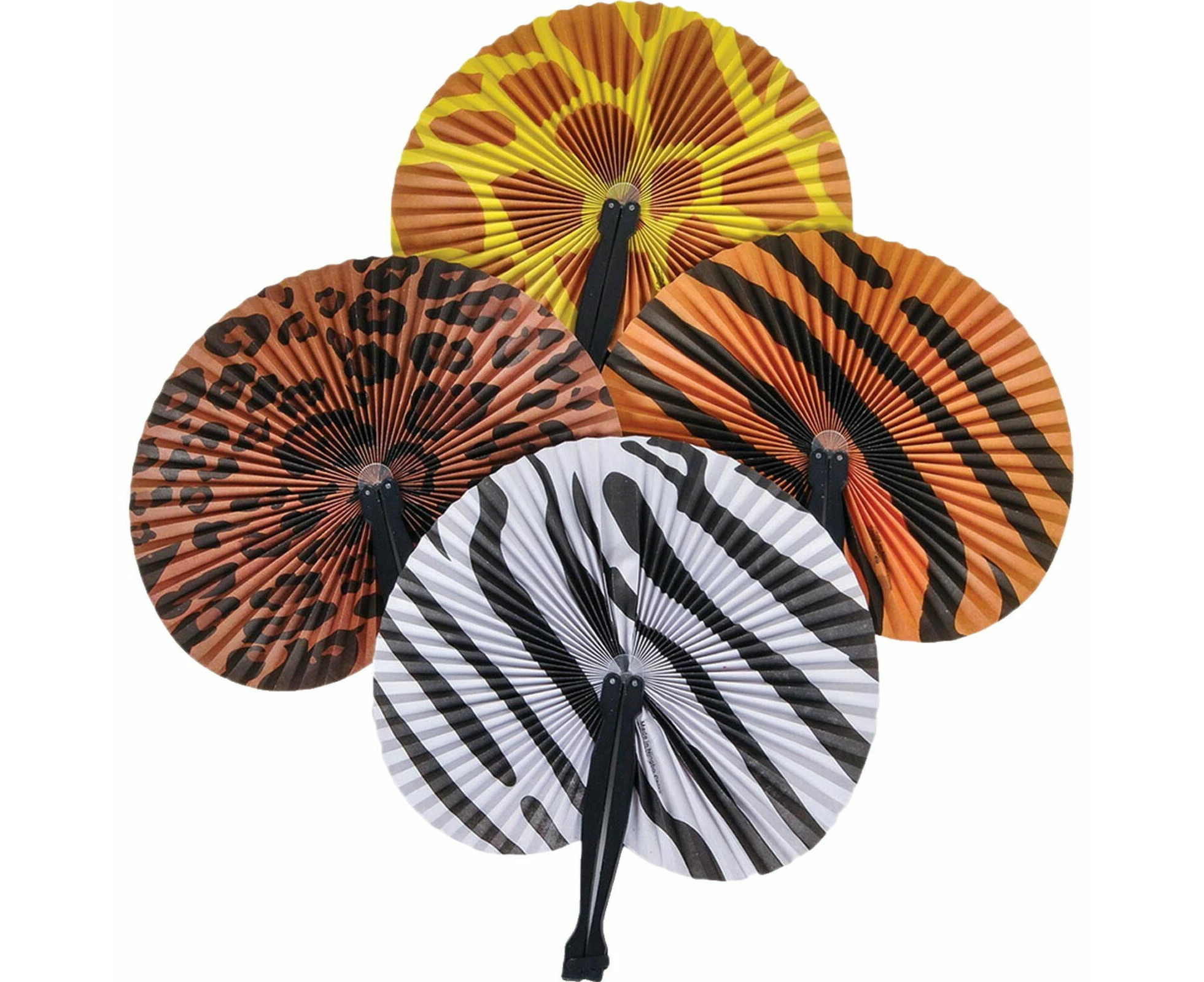 Safari Print Paper Fans (Pack of 12)