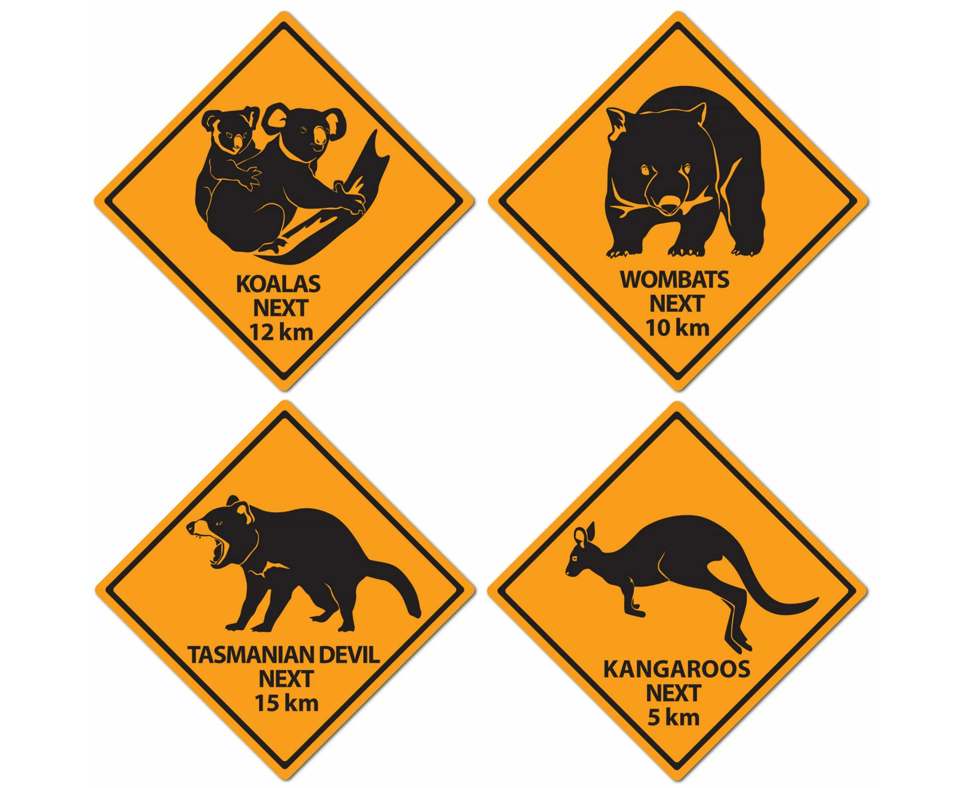 Aussie Outback Road Signs (Pack of 4)