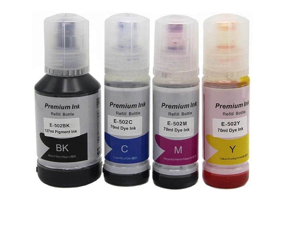 4-Pack Generic Epson T502 EcoTank Ink Bottles [BK+C+M+Y]