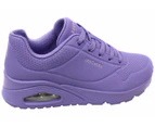 Womens Skechers Uno - Stand On Air Lilac Lace Up Sneaker Shoes Synthetic