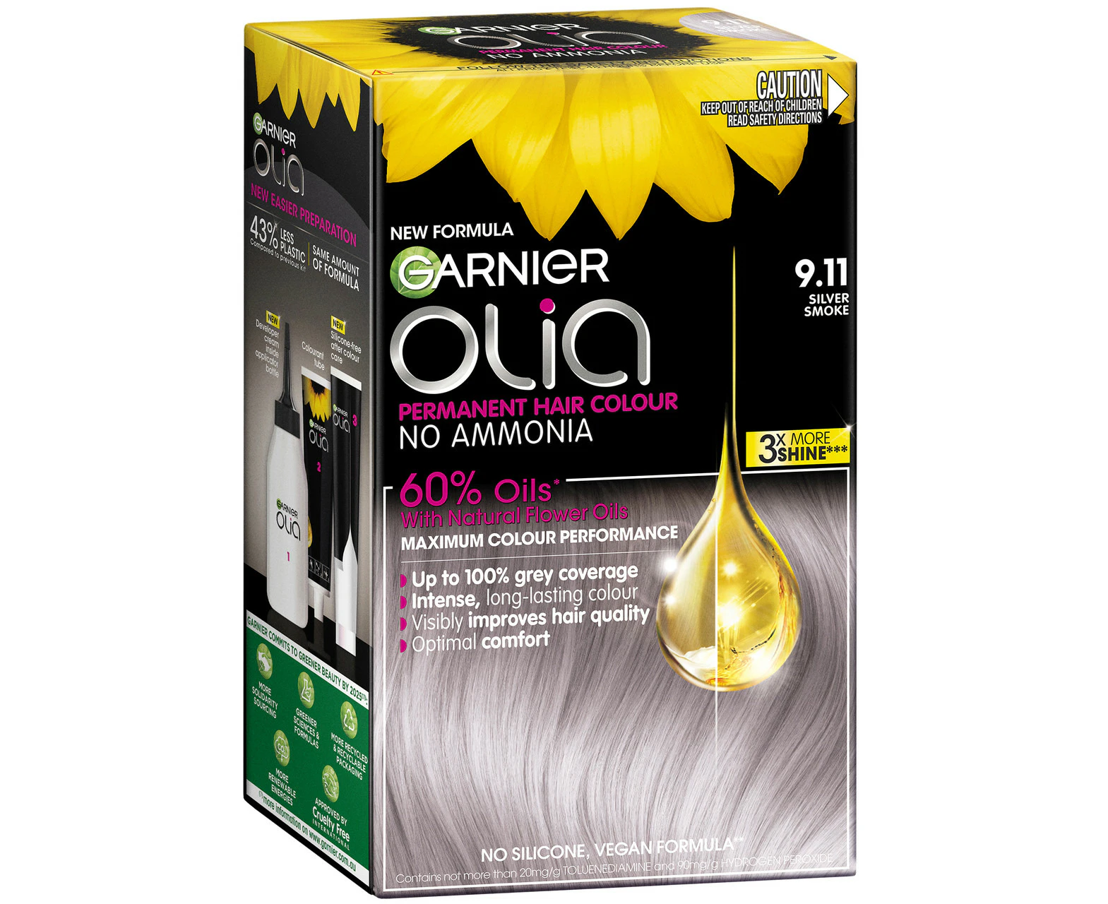 Garnier Olia Permanent Hair Colour 9.11 Silver Smoke