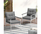 Livsip 2PCS Outdoor Chairs Setting Garden Patio Armchair Lounge Sofa White