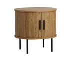 Oikiture Bedside Table Side End Tables 2-tier Storage Cabinet Natural