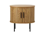 Oikiture Bedside Table Side End Tables 2-tier Storage Cabinet Natural