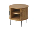 Oikiture Bedside Table Side End Tables 2-tier Storage Cabinet Natural