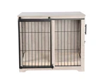 Sliding Door Wooden Dog Crate, Weathered Oak