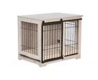 Sliding Door Wooden Dog Crate, Weathered Oak