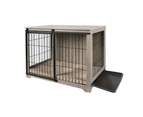 Sliding Door Wooden Dog Crate, Weathered Oak