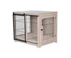 Sliding Door Wooden Dog Crate, Weathered Oak