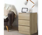 Oikiture Bedside Table 3 Drawers Side Tables Storage Cabinet Nightstand Natural