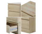 Oikiture Bedside Table 3 Drawers Side Tables Storage Cabinet Nightstand Natural