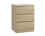 Oikiture Bedside Table 3 Drawers Side Tables Storage Cabinet Nightstand Natural