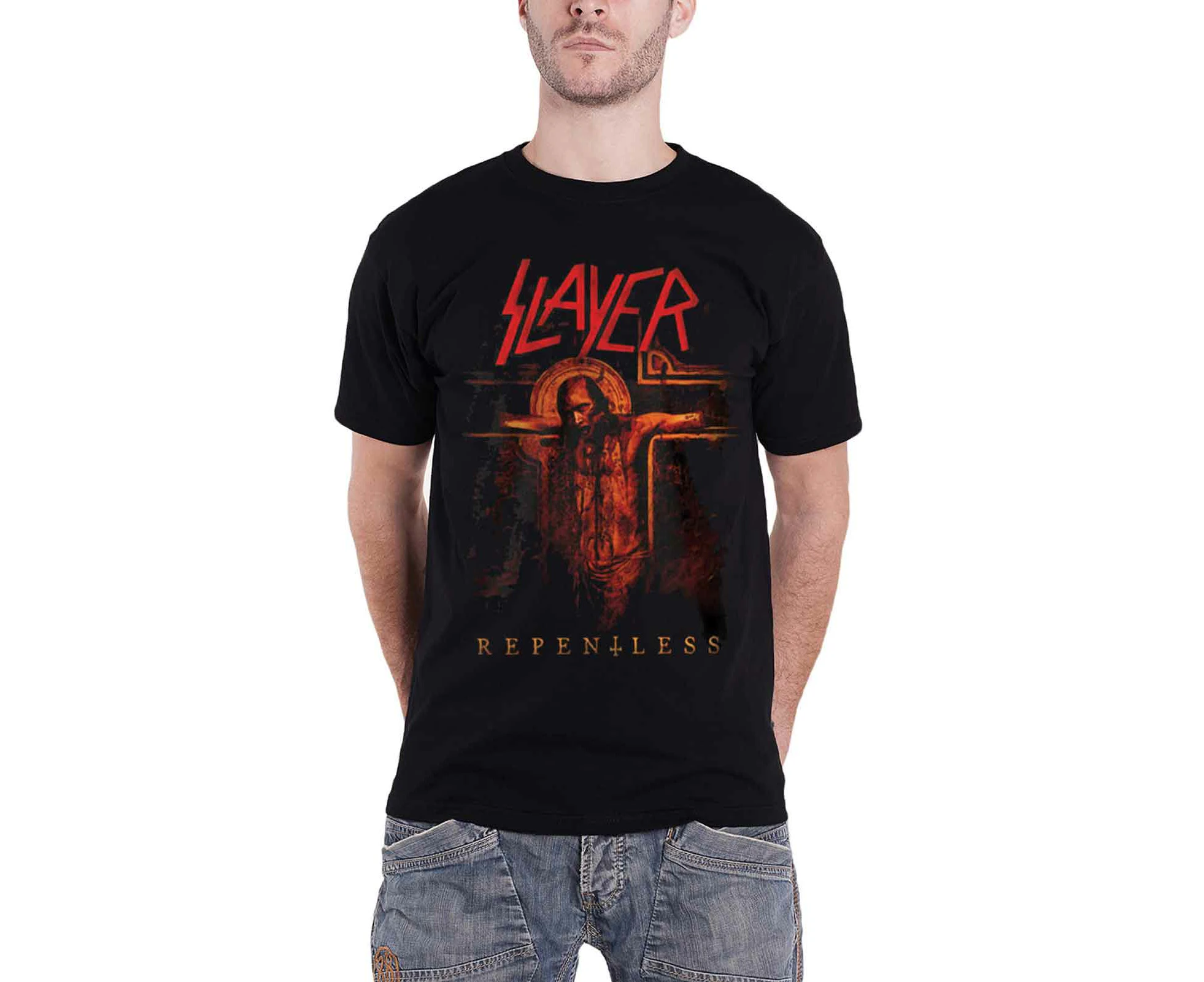 Slayer T Shirt Repentless Album Cover Crucifix Logo Official Mens