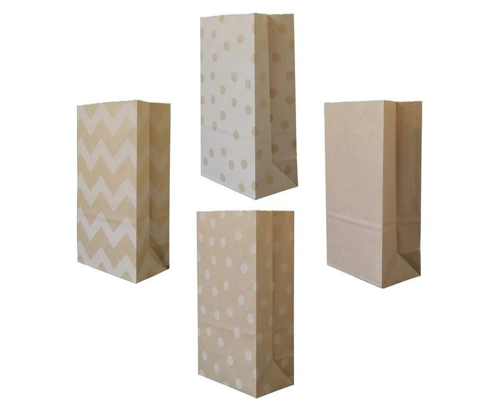 Kraft Paper Food Bags 100PCS 4Styles Kraft