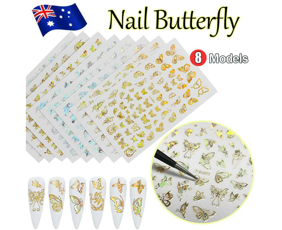 3D Nail Butterfly Design Sticker Decor Decal Holographic Laser Nail Art Sticker