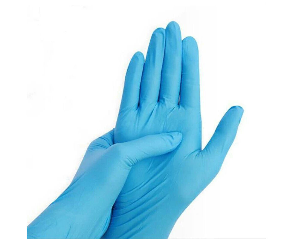 Thick Blue Nitrile Gloves Industrial Mechanic Tattoo Tradie Rubber Protection