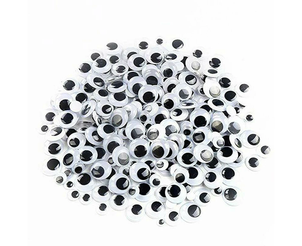 730x Google Googly Eyes Joggle Moveable Black Eye Wiggly Craft Stick On Adhesive