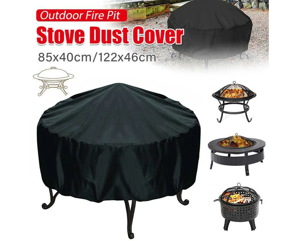 210D Outdoor Round Fire Pit Cover Garden  BBQ Grill Bucket Pritector Waterproof