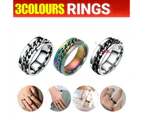 Spinner Rings Mens Womens Fidget Rotating Ring Silver Stainless Steel Size 9