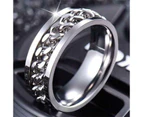 Spinner Rings Mens Womens Fidget Rotating Ring Silver Stainless Steel Size 9