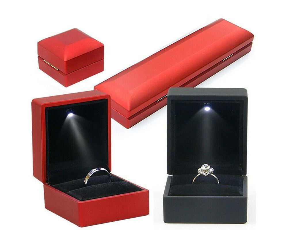 LED Jewelry Boxes 1PC Ring Box/Necklace Box Red/Black