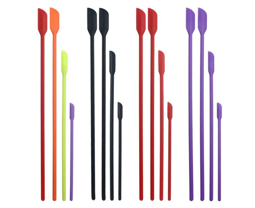 4X Silicone Mini Spatula Jar Scraper Scoop Tip Long Spatula Cosmetic Bottle B8A3