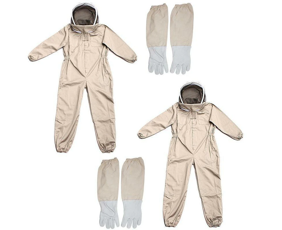 Full Beekeeping Suit Bee Suit Heavy Duty Leather Ventilated Keeping Gloves