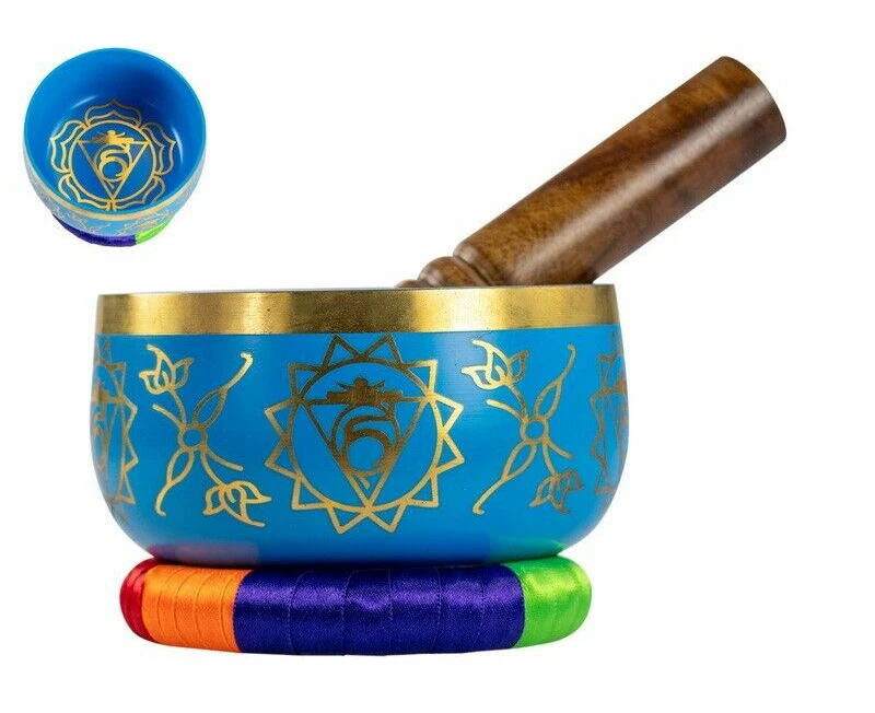 13cm Blue Chakra Third Tibetan Singing Bowl Meditation Relaxation Healing Tool